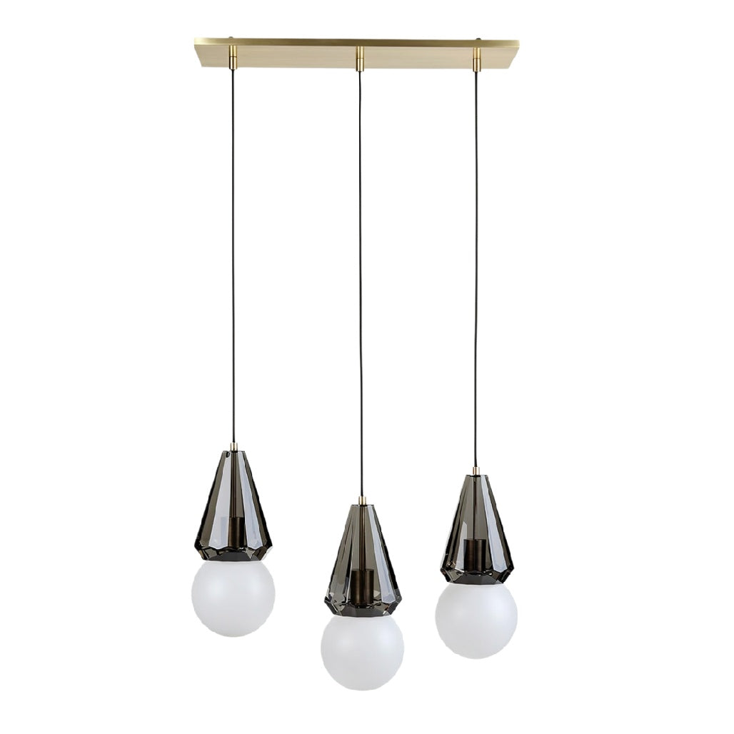 **Nowoczesna lampa wisząca z kryształowymi kloszami**